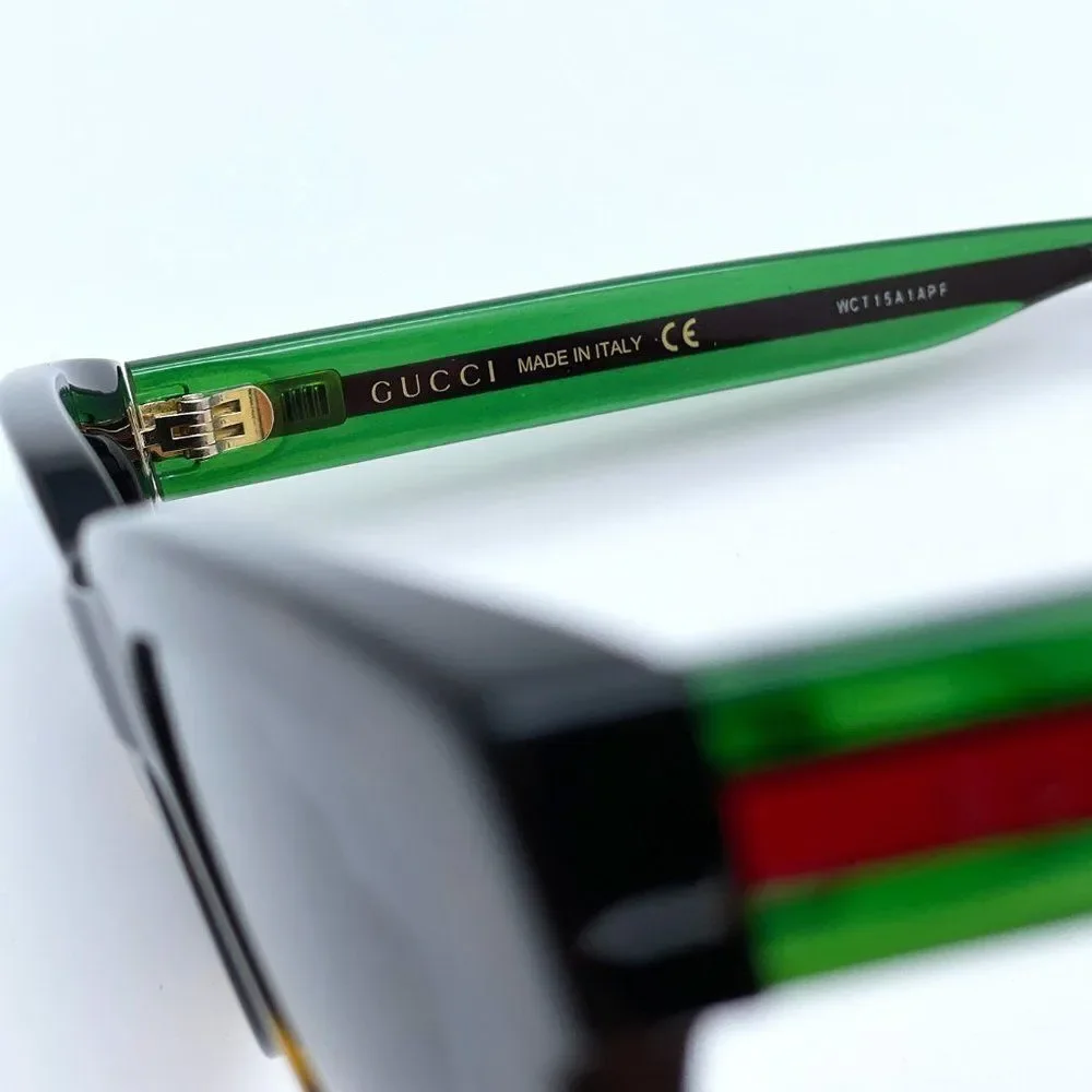 NEW GUCCI GG0001SN 003 Havana Colorful Gray Square Unisex Sunglasses